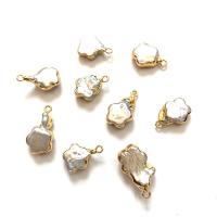 Freshwater Pearl Pendants, with Zinc Alloy, gold color plated, fashion jewelry, white, 10x15- 