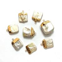 Freshwater Pearl Pendants, with Zinc Alloy, gold color plated, fashion jewelry, white, 12x18- 
