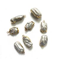 Freshwater Pearl Pendants, with Zinc Alloy, gold color plated, fashion jewelry, white, 6x20- 