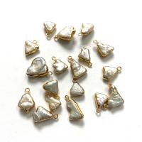 Freshwater Pearl Pendants, with Zinc Alloy, gold color plated, fashion jewelry, white, 6x10- 