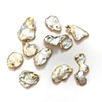 Freshwater Pearl Pendants, with Zinc Alloy, gold color plated, fashion jewelry, white, 10-30mm 
