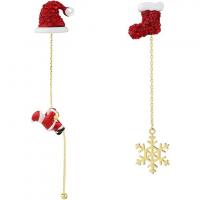 Weihnachten Ohrringe, Messing, vergoldet, verschiedene Stile für Wahl & für Frau & Emaille, keine, verkauft von Paar