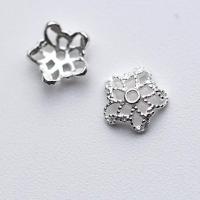 Sterling Silver Bead Caps, 925 Sterling Silver, Flower, hollow, silver color, 6mm 