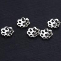 Sterling Silver Bead Caps, 925 Sterling Silver, Flower, hollow, silver color, 5mm Approx 0.9mm 