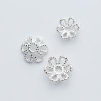 Sterling Silver Bead Caps, 925 Sterling Silver, Flower & hollow, silver color 