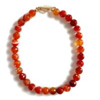 Red Agate Necklace, Zinc Alloy, with Red Agate, Round, plated, for woman & faceted, mixed colors Approx 45 cm 