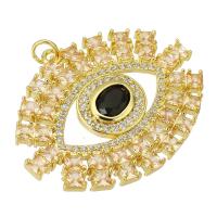 Cubic Zirconia Micro Pave Brass Pendant, Eye, gold color plated, fashion jewelry & DIY & micro pave cubic zirconia & for woman, golden Approx 4mm 