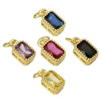 Cubic Zirconia Brass Pendants, Rectangle, gold color plated, fashion jewelry & DIY & for woman & with cubic zirconia Approx 2mm 