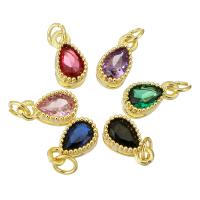 Cubic Zirconia Brass Pendants, Teardrop, gold color plated, fashion jewelry & DIY & for woman & with cubic zirconia Approx 3mm 