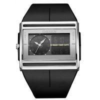 Silikon Sport Watch, mit Kunststoff & 304 Edelstahl & Acryl, japanische Bewegung, Rechteck, für den Menschen & wasserdicht & glänzend, schwarz, 240x47x14mm, verkauft von PC