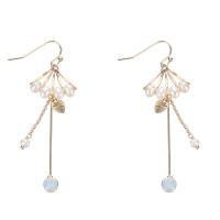 Freshwater Pearl Brass Earring, with Freshwater Pearl, brass earring hook, for woman & faceted & with rhinestone, golden 