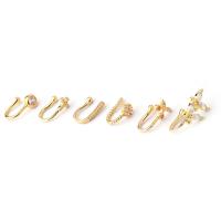 Juwelen von Nasenstechern, Messing, goldfarben plattiert, verschiedene Stile für Wahl & Micro pave Zirkonia, goldfarben, 11x5mm, verkauft von PC