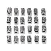Zinc Alloy Large Hole Beads, antique silver color plated, DIY & with letter pattern 