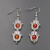 Agate Drop Earring, Zinc Alloy, with Red Agate, for woman, mixed colors 