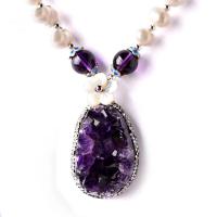Amethyst Pendant, with Rhinestone Clay Pave, mixed colors 