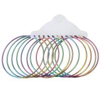 Edelstahl Hoop Ohrringe, rund, bunte Farbe plattiert, 6 Stück & Modeschmuck & für Frau, farbenfroh, 72x75x2mm, 6PaarePärchen/setzen, verkauft von setzen