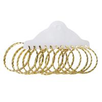 Edelstahl Hoop Ohrringe, rund, goldfarben plattiert, 6 Stück & Modeschmuck & für Frau, goldfarben, 43x48x4mm, 6PaarePärchen/setzen, verkauft von setzen