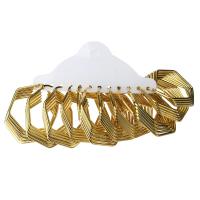 Stainless Steel Hoop Earring, Polygon, gold color plated, 6 pieces & fashion jewelry & for woman, golden 