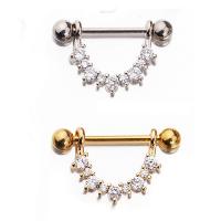 Stainless Steel Nipple Ring, plated, fashion jewelry & micro pave cubic zirconia mm 