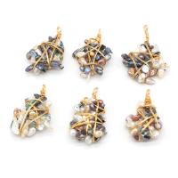 Freshwater Pearl Pendants, with Resin & Iron, plated, fashion jewelry & DIY 