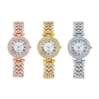 Uhrenarbänder für Frauen, Eisen, mit Glas, chinesische Bewegung, rund, plattiert, mit Strass, keine, 188x28.5x8mm, verkauft von PC