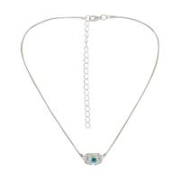 Evil Eye Jewelry Necklace, Zinc Alloy, with ABS Plastic Pearl & Lampwork, with 3.35Inch extender chain, platinum color plated, for woman Approx 15.75 Inch 