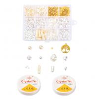 DIY Bracelet Beads Set, Acrylic, Elastic Thread & beads & pendant, with Zinc Alloy, gold color plated, mixed colors 