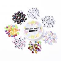 Technique mixte acrylique bijoux perles, avec fil en cristal, DIY & émail, couleurs mélangées, 4mm, Environ é, Vendu par fixé