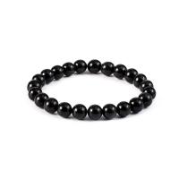 Black Agate Bracelets, with Elastic Thread, Round, elastic & for woman, 8mm Approx 7.5 Inch 