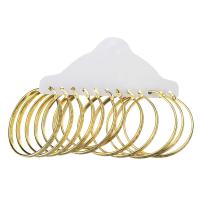 Edelstahl Hoop Ohrringe, rund, goldfarben plattiert, 6 Stück & Modeschmuck & für Frau, goldfarben, 47x49x2mm, 6PaarePärchen/setzen, verkauft von setzen