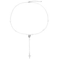 Natural Freshwater Pearl Necklace, Stainless Steel, with Freshwater Pearl, with 1.97Inch extender chain, Cross, plated, for woman 88mm Approx 17.72 Inch 