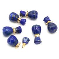 Lapis lazuli Pendentif bouteille de parfum, avec laiton, Placage de couleur d'or, unisexe, bleu Vendu par PC