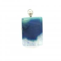 Dragon Veins Agate Pendant, with Iron, Rectangle, plated, DIY 