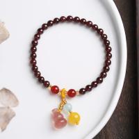 Natural Garnet Bracelet, with Blue Chalcedony & Red Agate & Yellow Agate & Strawberry Quartz, for woman, 5mm Approx 14-16 cm 