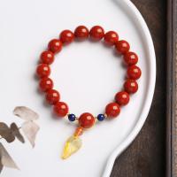 Red Agate Bracelets, with Lapis Lazuli & Beeswax & Yunnan Red Agate & Lampwork, for woman, 10mm Approx 14-16 cm 