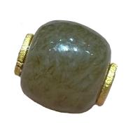Hetian Jade Abalorio, con metal, chapado en color dorado, Bricolaje, verde, 10x11mm, Vendido por UD