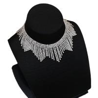 Fashion Choker Necklace, Brass, with 4inch extender chain, plated, for woman & with rhinestone 40mm Approx 10.6 Inch 