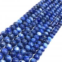 perles de disthène bleu, Rond, poli, DIY, bleu cm, Vendu par brin
