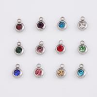 Stainless Steel Pendants, 304 Stainless Steel, with Crystal, plated, DIY Approx 2mm 