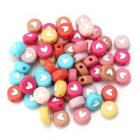 Zweifarbige Acryl Perlen, flache Runde, plattiert, farbenfroh, 7x3.6mm, 500PCs/Tasche, verkauft von Tasche