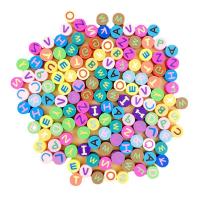 Polymer Clay Jewelry Beads, Round, DIY & with letter pattern, multi-colored 