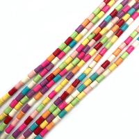 Türkis gefärbten Naturperlen, Zylinder, DIY & verschiedene Größen vorhanden, gemischte Farben, Länge:ca. 15 ZollInch, verkauft von Strang