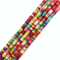 Türkis gefärbten Naturperlen, Rondell, DIY, gemischte Farben, 3x6mm, Länge:ca. 15 ZollInch, verkauft von Strang