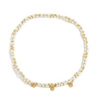 Seedbead chaîne de taille, avec perle de plastique & alliage de zinc, Placage de couleur d'or, pour femme Environ 14.9 pouce, Vendu par PC