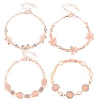 Cats Eye Bracelets, Zinc Alloy, with Cats Eye, rose gold color plated & for woman & with rhinestone Approx 6.69 Inch 