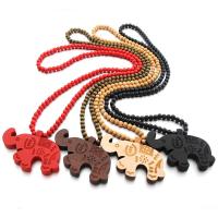 Wood Necklace, Hemu Beads, Elephant, Unisex 8*8mm,6.5*10cm Approx 35.43 Inch 