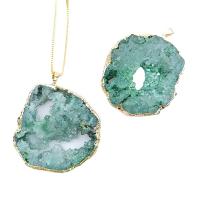 Natural Agate Druzy Pendant, with Zinc Alloy, gold color plated, fashion jewelry 28-48mm 