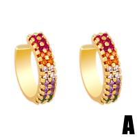 Brass Earring Clip, gold color plated & micro pave cubic zirconia, golden  