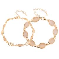 Cats Eye Bracelets, Zinc Alloy, with Cats Eye, with 1.96 inch extender chain, gold color plated & for woman & with rhinestone Approx 5.9 Inch 