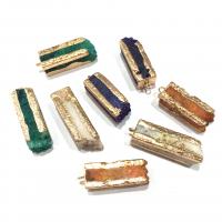 Crystal Brass Pendants, with Brass, irregular, gold color plated, Unisex 14x40- 
